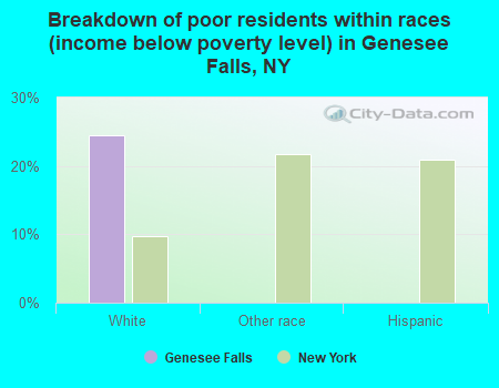 Breakdown of poor residents within races (income below poverty level) in Genesee Falls, NY