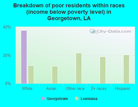 Breakdown of poor residents within races (income below poverty level) in Georgetown, LA