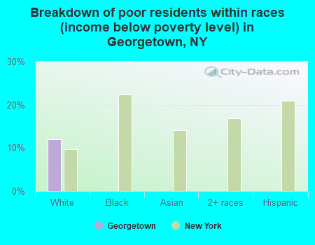 Breakdown of poor residents within races (income below poverty level) in Georgetown, NY