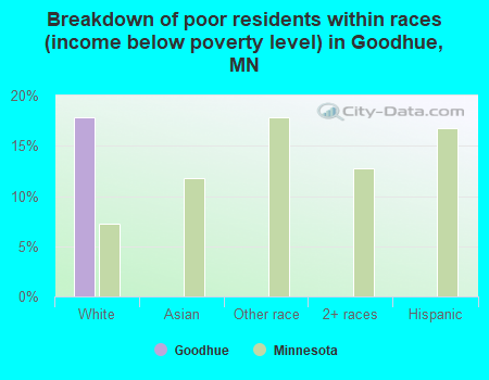 Breakdown of poor residents within races (income below poverty level) in Goodhue, MN