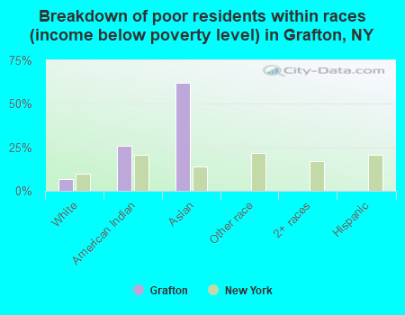 Breakdown of poor residents within races (income below poverty level) in Grafton, NY