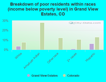 Breakdown of poor residents within races (income below poverty level) in Grand View Estates, CO