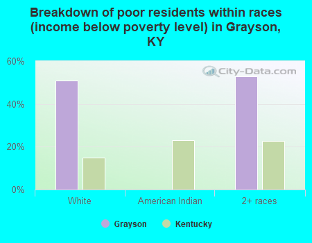 Breakdown of poor residents within races (income below poverty level) in Grayson, KY