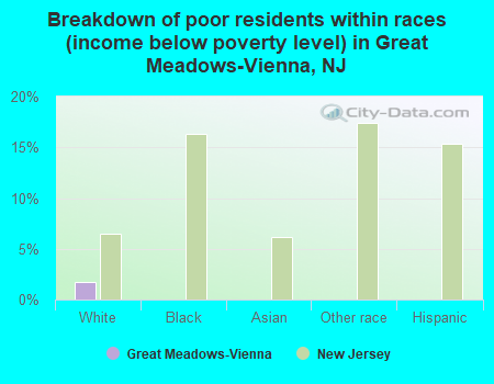 Breakdown of poor residents within races (income below poverty level) in Great Meadows-Vienna, NJ