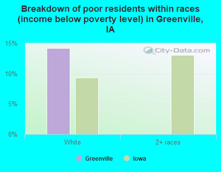 Breakdown of poor residents within races (income below poverty level) in Greenville, IA
