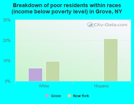 Breakdown of poor residents within races (income below poverty level) in Grove, NY