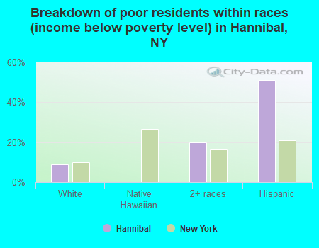 Breakdown of poor residents within races (income below poverty level) in Hannibal, NY