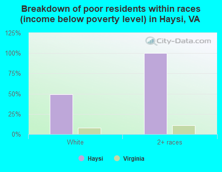 Breakdown of poor residents within races (income below poverty level) in Haysi, VA