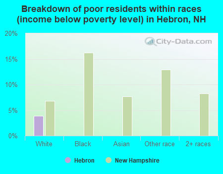 Breakdown of poor residents within races (income below poverty level) in Hebron, NH