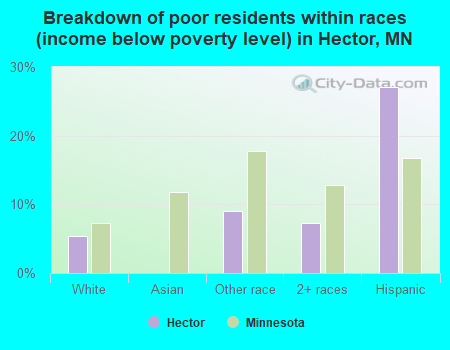Breakdown of poor residents within races (income below poverty level) in Hector, MN