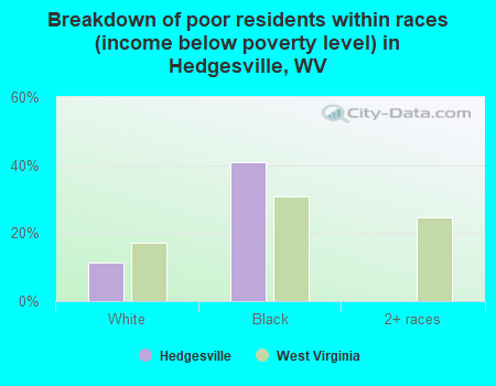 Breakdown of poor residents within races (income below poverty level) in Hedgesville, WV