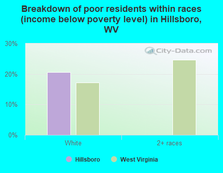 Breakdown of poor residents within races (income below poverty level) in Hillsboro, WV