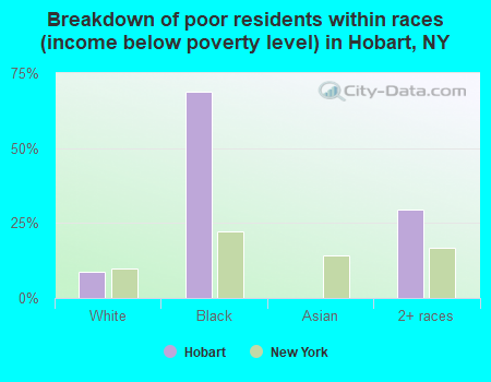 Breakdown of poor residents within races (income below poverty level) in Hobart, NY