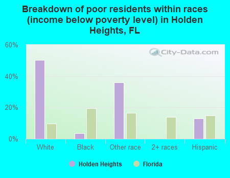Breakdown of poor residents within races (income below poverty level) in Holden Heights, FL