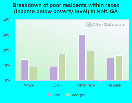 Breakdown of poor residents within races (income below poverty level) in Holt, GA