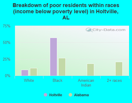 Breakdown of poor residents within races (income below poverty level) in Holtville, AL