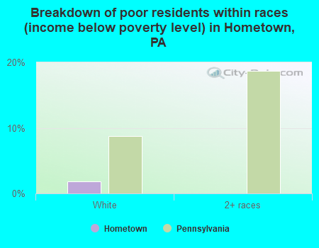Breakdown of poor residents within races (income below poverty level) in Hometown, PA