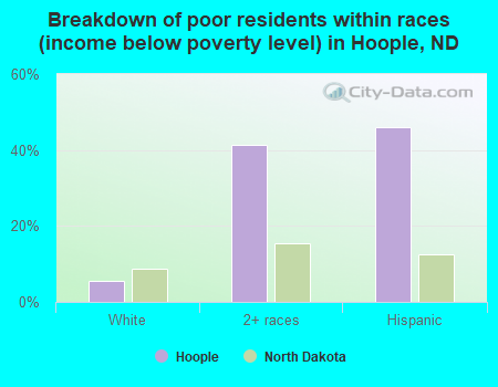 Breakdown of poor residents within races (income below poverty level) in Hoople, ND