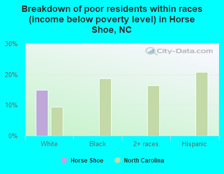 Breakdown of poor residents within races (income below poverty level) in Horse Shoe, NC
