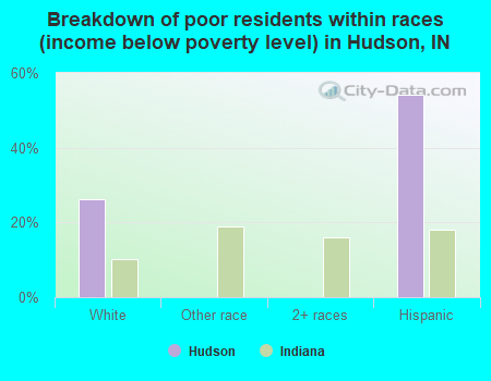 Breakdown of poor residents within races (income below poverty level) in Hudson, IN