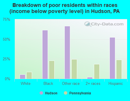 Breakdown of poor residents within races (income below poverty level) in Hudson, PA