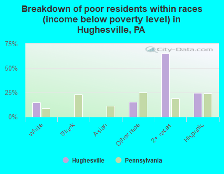 Breakdown of poor residents within races (income below poverty level) in Hughesville, PA