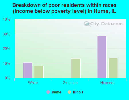 Breakdown of poor residents within races (income below poverty level) in Hume, IL