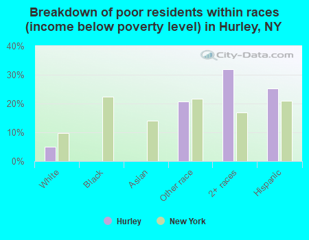 Breakdown of poor residents within races (income below poverty level) in Hurley, NY