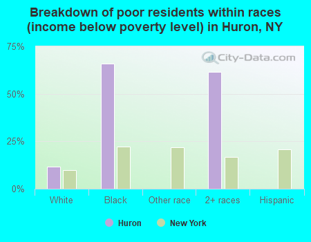 Breakdown of poor residents within races (income below poverty level) in Huron, NY