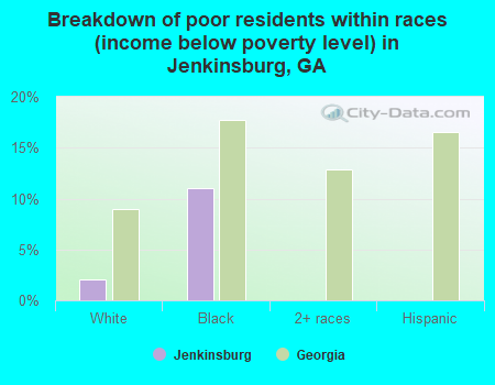 Breakdown of poor residents within races (income below poverty level) in Jenkinsburg, GA