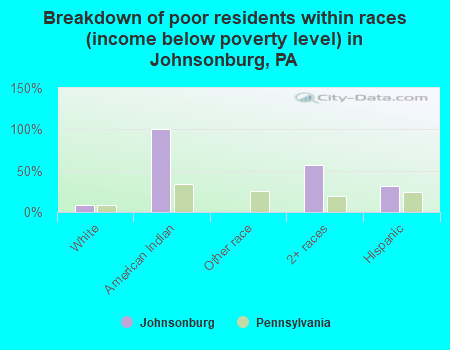 Breakdown of poor residents within races (income below poverty level) in Johnsonburg, PA
