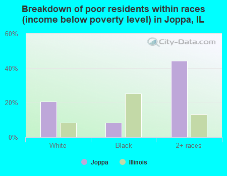 Breakdown of poor residents within races (income below poverty level) in Joppa, IL
