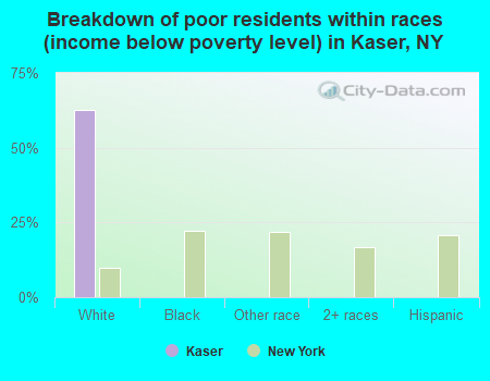 Breakdown of poor residents within races (income below poverty level) in Kaser, NY