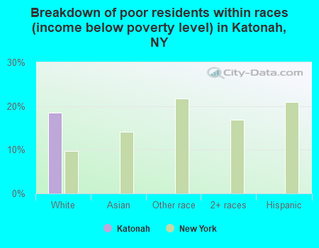 Breakdown of poor residents within races (income below poverty level) in Katonah, NY