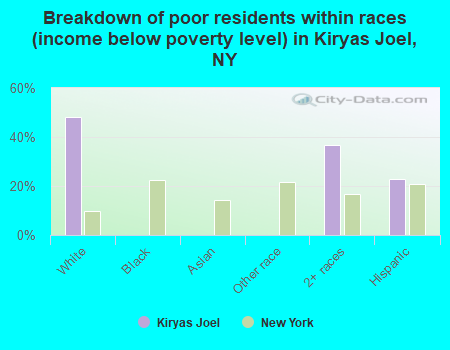 Breakdown of poor residents within races (income below poverty level) in Kiryas Joel, NY