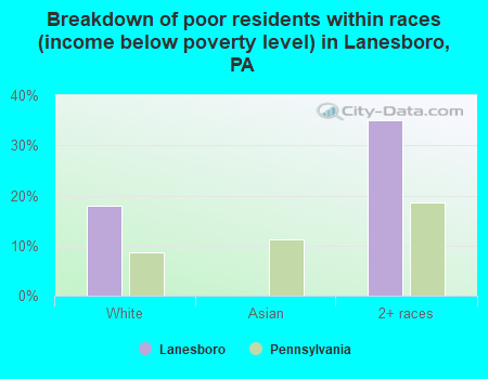 Breakdown of poor residents within races (income below poverty level) in Lanesboro, PA