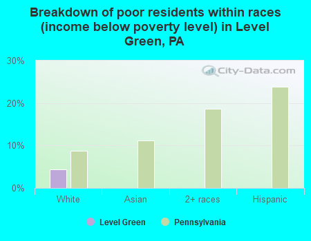 Breakdown of poor residents within races (income below poverty level) in Level Green, PA
