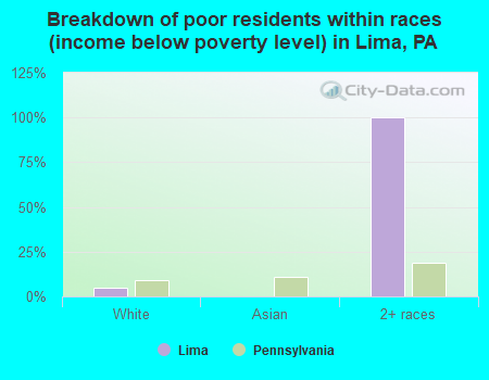 Breakdown of poor residents within races (income below poverty level) in Lima, PA