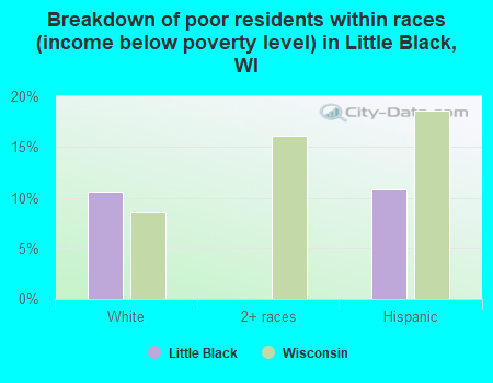 Breakdown of poor residents within races (income below poverty level) in Little Black, WI