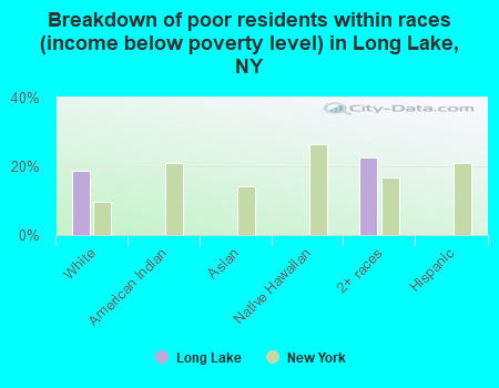 Breakdown of poor residents within races (income below poverty level) in Long Lake, NY