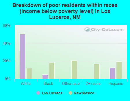 Breakdown of poor residents within races (income below poverty level) in Los Luceros, NM