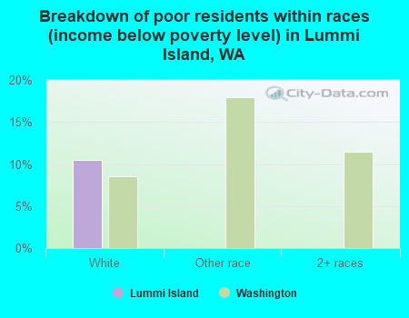 Breakdown of poor residents within races (income below poverty level) in Lummi Island, WA