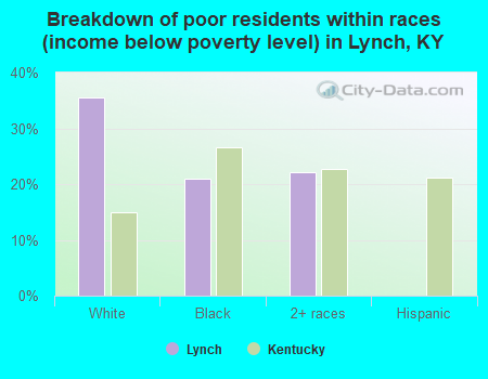 Breakdown of poor residents within races (income below poverty level) in Lynch, KY
