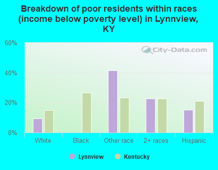 Breakdown of poor residents within races (income below poverty level) in Lynnview, KY