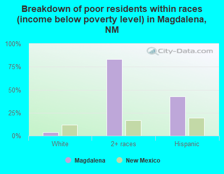 Breakdown of poor residents within races (income below poverty level) in Magdalena, NM