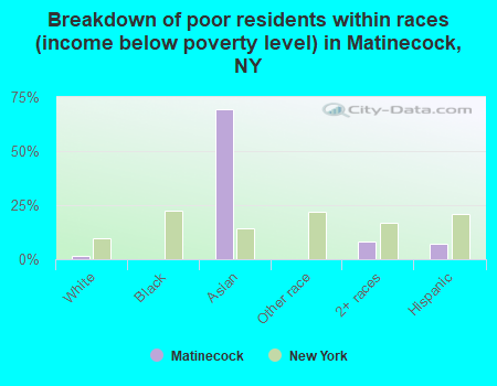 Breakdown of poor residents within races (income below poverty level) in Matinecock, NY