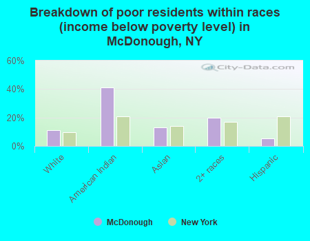 Breakdown of poor residents within races (income below poverty level) in McDonough, NY