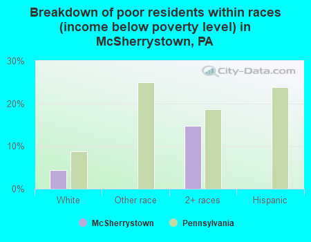 Breakdown of poor residents within races (income below poverty level) in McSherrystown, PA