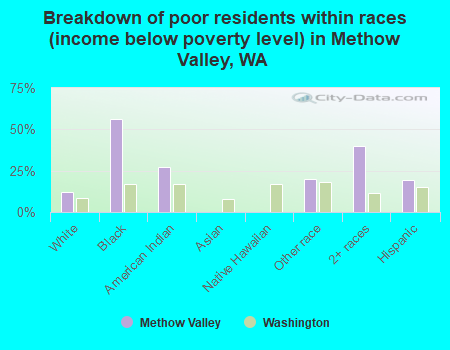 Breakdown of poor residents within races (income below poverty level) in Methow Valley, WA