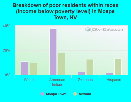 Breakdown of poor residents within races (income below poverty level) in Moapa Town, NV